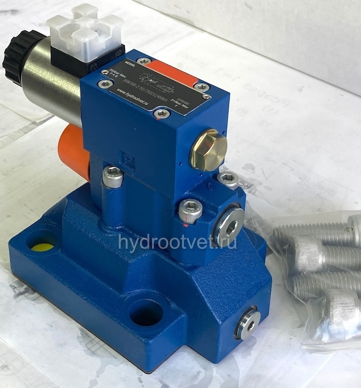 DBW30B2-5X/350CG24N9K4 - Предохранительный клапан Ду32 с давлением настройки до 350 бар, управление - X и Y - внутренние с разгрузкой B = открыт с электроуправлением G24