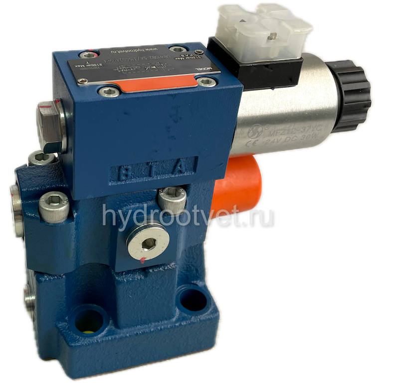 DBW10B2-5X/200XYCG24N9K4 - Предохранительный клапан Ду10 с давлением настройки до 200 бар, управление - X и Y - внешние с разгрузкой B = открыт с электроуправлением G24