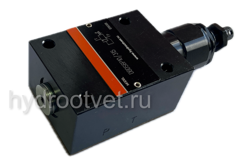 DBDH6P1X/50 - Предохранительный клапан прямого управления Ду6, давление регулировки до 50 бар, тип монтажа - на плиту, элемент регулировки H = рукоятка