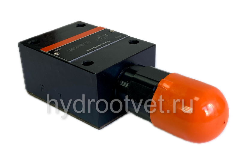 DBDH6P1X/25 - Предохранительный клапан прямого управления Ду6, давление регулировки до 25 бар, тип монтажа - на плиту, элемент регулировки H = рукоятка
