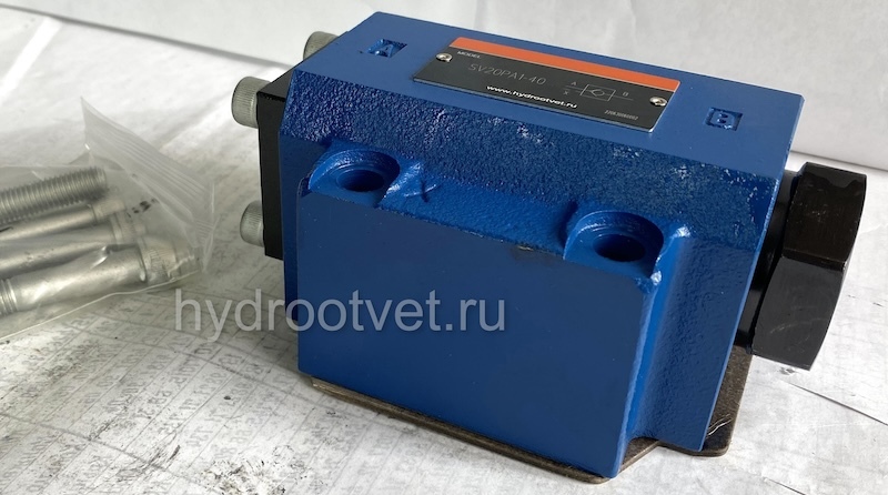 SV20PA1-40 - Гидрозамок для монтажа на плиту Ду20, дренаж - P = нет, А = с предварительным открытием (стандартный вариант), давление открытия 2,5 бар