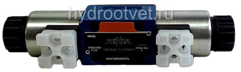 4WE6H61/CG12N9K4 - Гидрораспределитель золотниковый Ду 6 с электроуправлением, схема H (14), электроуправление G12, возврат - пружинный