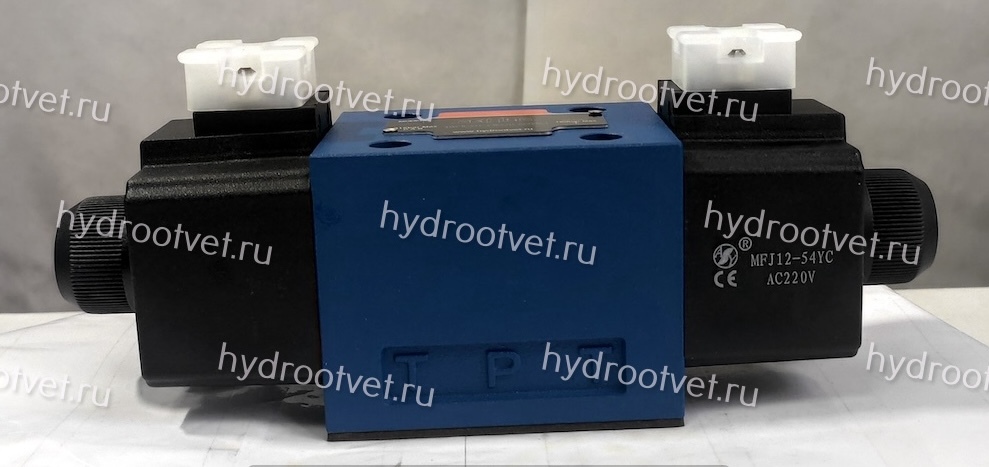 4WE10J31/CW110-50N9K4 - Гидрораспределитель золотниковый Ду 10 с электроуправлением W110, схема J (34), возврат - пружинный