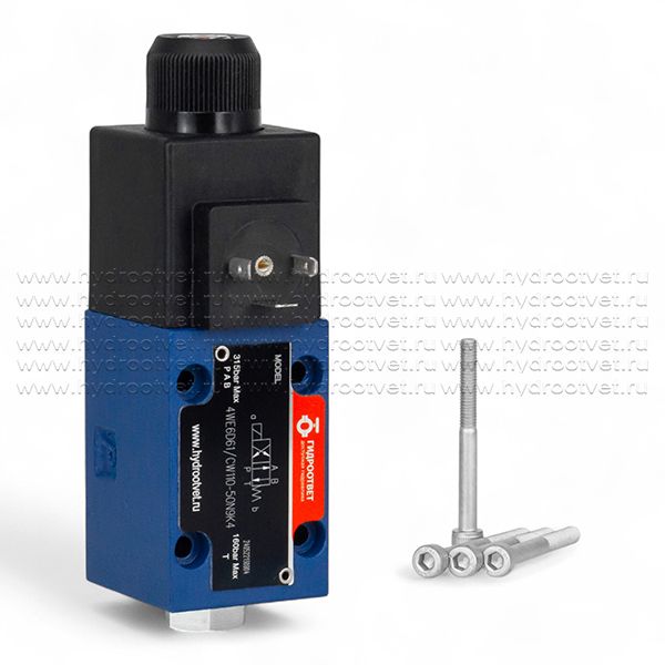 4WE6D61/CW110-50N9K4 - Гидрораспределитель золотниковый Ду 6 с электроуправлением, схема D (574А), электроуправление W110, возврат - пружинный