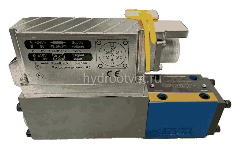 4WRPEH6C4B40L-2X/G24K0/A1M - Сервораспределитель Ду6 с обратной связью по положению золотника и встроенным усилителем (OBE), номинальный расход 40 л/мин, характеристика L - линейная, схема C4, сигнал управления A1 = ±10 V
