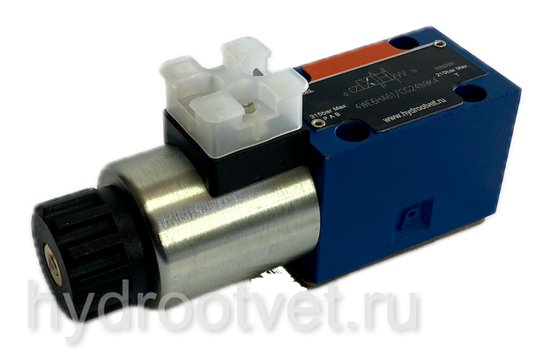 4WE6GA61/CG24N9K4 - Гидрораспределитель золотниковый Ду 6 с электроуправлением, схема GA (64-1), электроуправление G24, возврат - пружинный