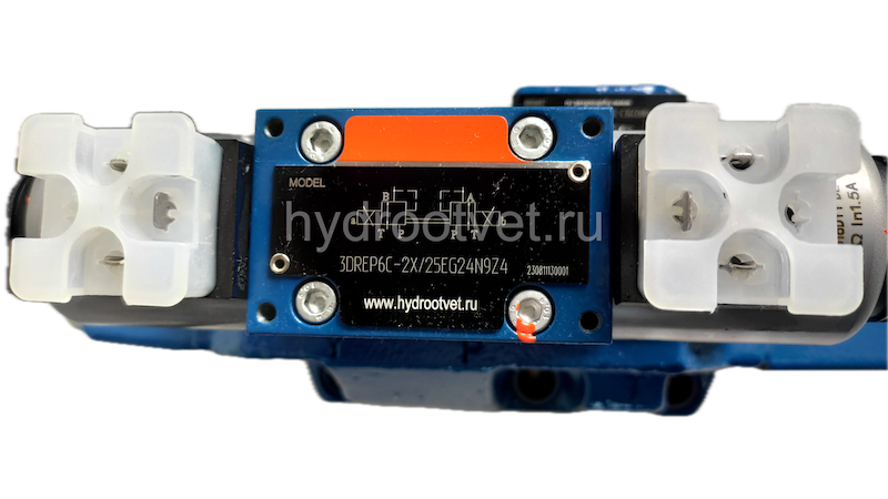 4WRZ32E520-7X/6EG24N9ETK4/D3V - Пропорциональный распределитель Ду32 без усилителя, номинальный расход 520 л/мин, схема E, каналы управления ET - X и Y - внутренние