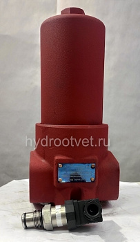 WKDFBN/HC160G10C1.1 - Напорный фильтр гидравлический одинарный модели DF тонкость фильтрации 10 мкм, типоразмер 160, вид присоединения: резьба G3/4, материал корпуса - чугун, рабочее давление до 420 бар, электрический индикатор загрязнения