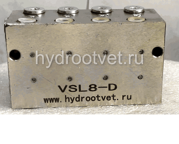 VSL4-D - Питатель для двухлинейных систем смазки с рабочим давлением 400 бар, количество выходов 4, максимальная доза 5 мл/цикл, с фиксированным винтом