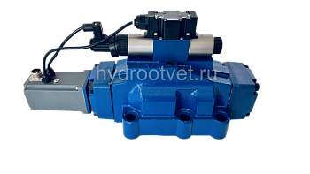 4WRTE32E600L-4X/6EG24ETK31/A1M - Пропорциональный быстродействующий распределитель с обратной связью по положению золотника и со встроенным усилителем (OBE), Ду32, A1 = ±10 В, номинальный расход 600 л/мин, схема E, каналы управления ET = X и Y - внутренни