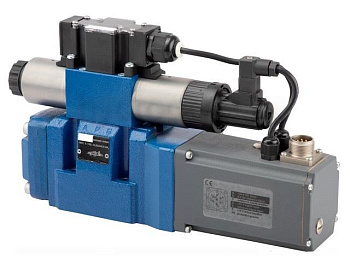 4WRTE10E100L-4X/6EG24ETK31/A1M - Пропорциональный быстродействующий распределитель с обратной связью по положению золотника и со встроенным усилителем (OBE), Ду10, A1 = ±10 В, номинальный расход 100 л/мин, схема E, каналы управления ET = X и Y - внутренни