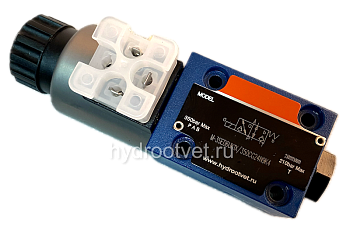 M-4SED6D1X/350CG24N9K4/P - Гидрораспределитель седельного типа Ду 6 с электроуправлением (на 350 бар), схема D, обратный клапан - P = встроенный, уплотнение NBR