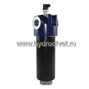 WKLFBN/HC330IF10D1.1/-L24 - Линейный фильтр гидравлический одинарный модели LF тонкость фильтрации 10 мкм, типоразмер 330, вид присоединения: резьба G11/2, материал корпуса - алюминий, рабочее давление до 100 бар, визуально-электрический (лампа с напряжен