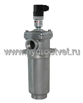 WKRFBN/HC1300DP10D1.X/-L24 AL - Сливной фильтр гидравлический одинарный модели RF с алюминиевым корпусом тонкость фильтрации 10 мкм, типоразмер 1300, вид присоединения: фланец SAE 4'' (DN100), материал корпуса - алюминий, рабочее давление до 25 бар, визуа